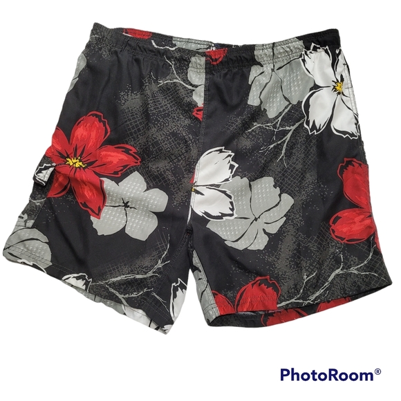 Rawlings Other - Rawlings Floral Swim Board Shorts Trunks Cargo Pocket Lined Dawstring Size Large